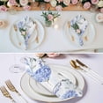 thumbnail image 2 of Hydrangea Leaves Cloth Napkins, Blue Striped Botanical Floral Washable and Reusable Dinner Napkins Set of 8, Table Napkin for Kitchen Party Birthday Wedding Hotel Housewarming 20"x20", 2 of 8