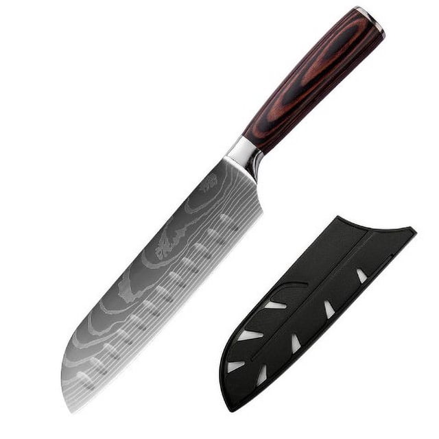 Cuchillo de cocina, juego de cuchillos de Chef profesional, cuchillo japonés de acero inoxidable con patrón de Damasco