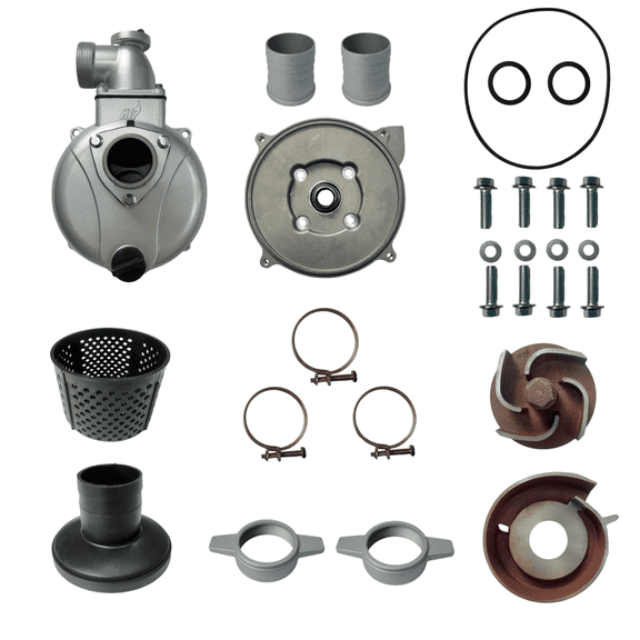 POWER PRODUCTS Complete Threaded Semi-Trash Water Pump W/NPT Thread Inlet and Outlet Including Gasket O-Ring and Mechanical Seal For Threaded Shaft 2" IN. Ports