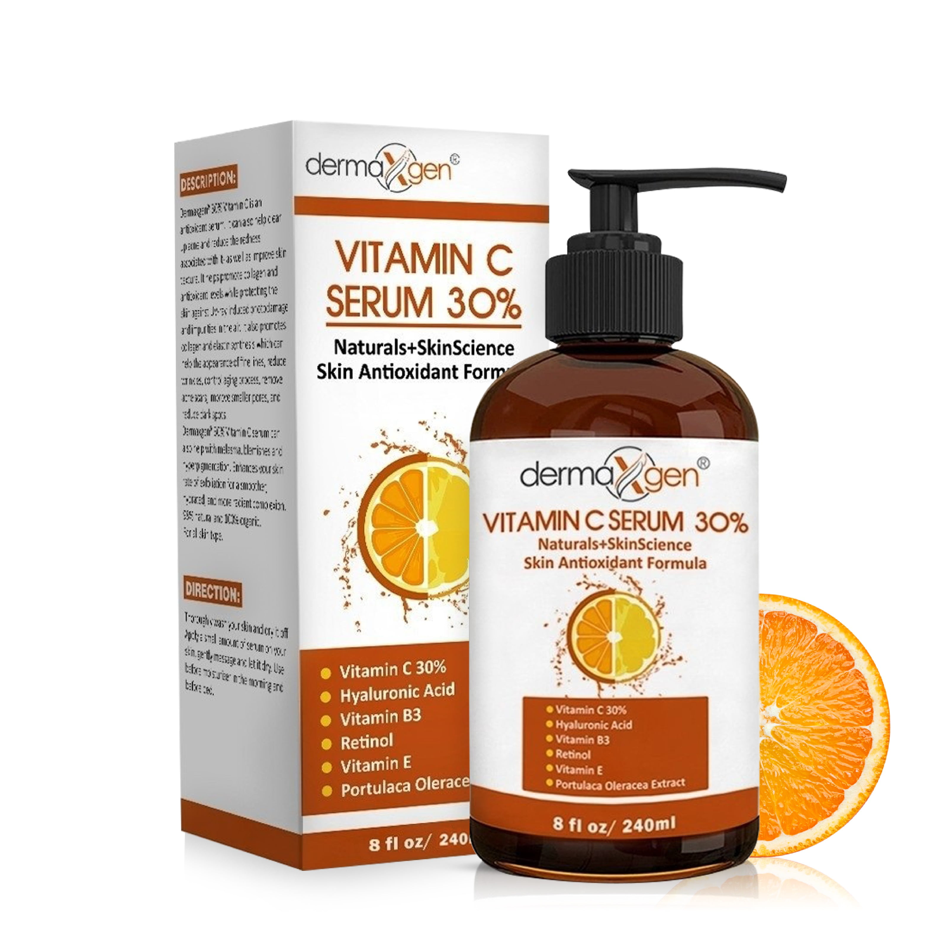 Pure Vitamin C 30% + VITAMIN B3+E+Hyaluronic Acid Antioxidant Serum, 8 fl. oz. Walmart.com