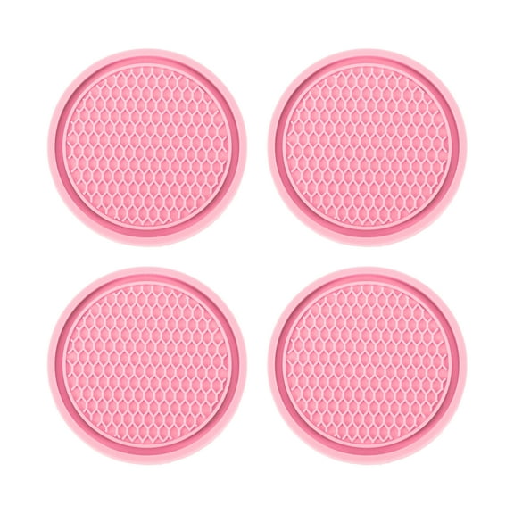 Unique Bargains 4 Pcs 7cm Universal Car Cup Holder Coaster - Car Cup Holders Mat Non-Slip - Pink