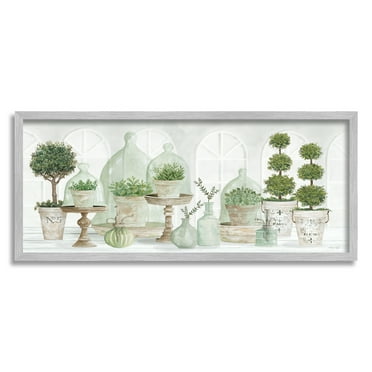 Stupell Industries Parisian Plant Tabletop Green Leaves Traditional Cloches, 24 x 10, Design by Cindy Jacobs