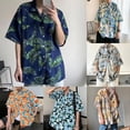 thumbnail image 4 of Mens Summer Shirt Patch Pocket Quick Drying Hawaiian Floral Leaves Print Tops, 4 of 7