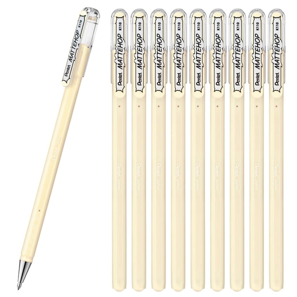 Bolígrafo Pentel Color Punta de Bola Blanco Marfil Mate Paquete de 10