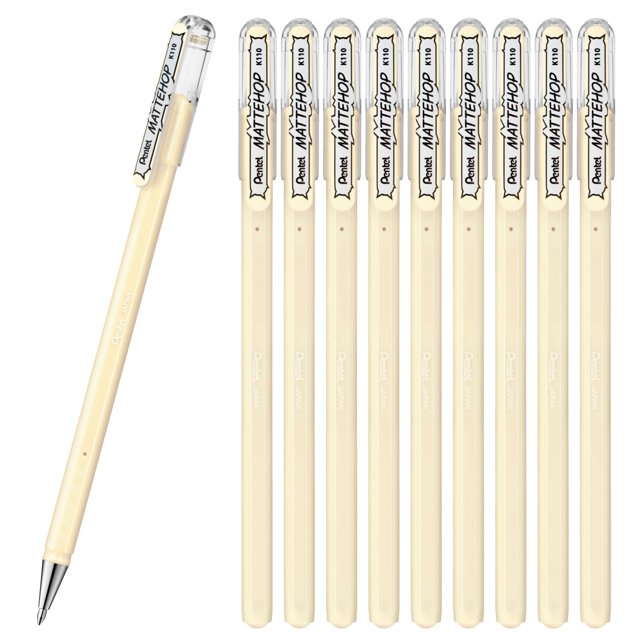 Bolígrafo Pentel Color Punta de Bola Blanco Marfil Mate Paquete de 10