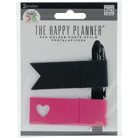 Happy Planner Self-Adhesive Pen Holders 2/Pkg Pink & (Best Pens For Planners That Don T Bleed)
