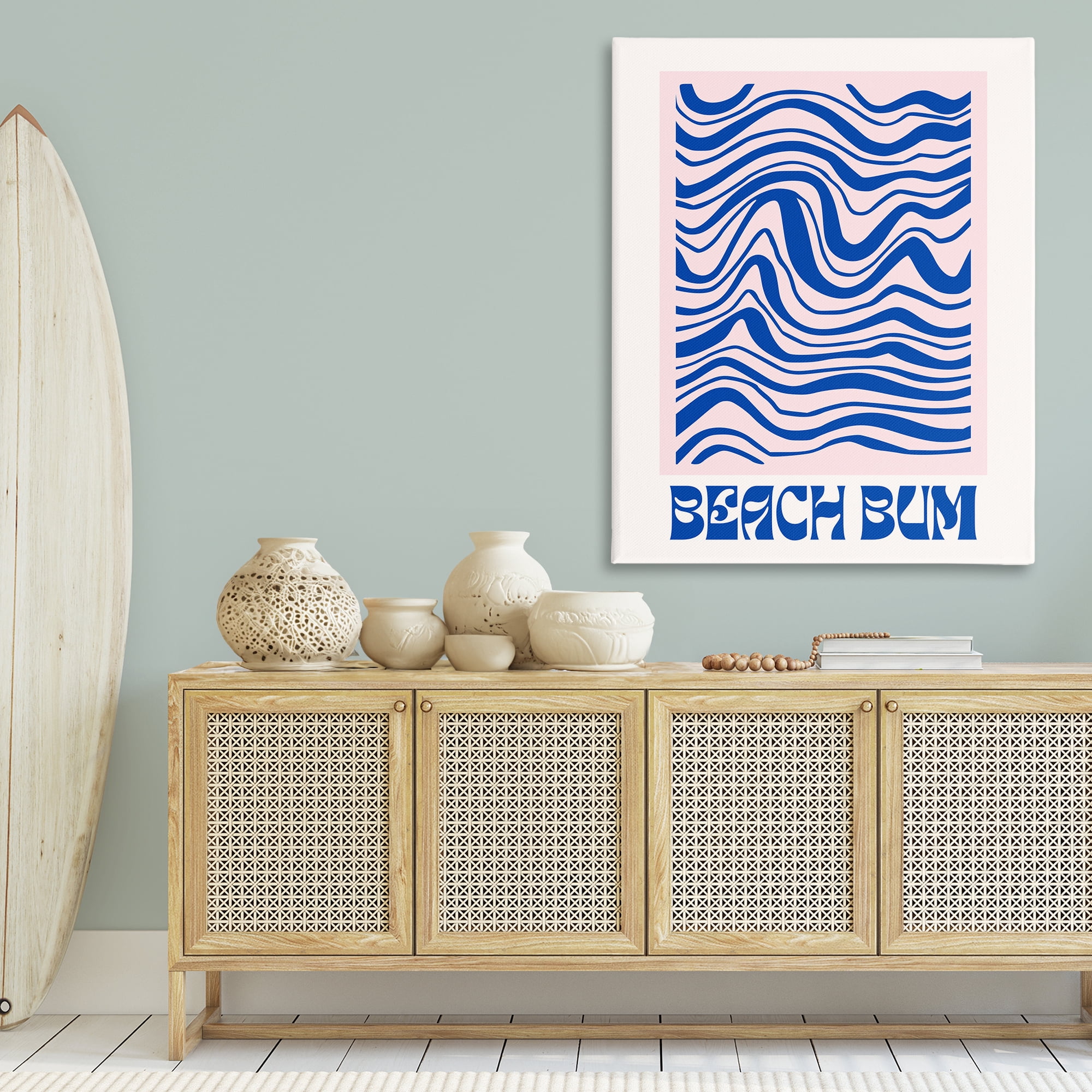 Stupell Industries Beach Bum Abstract Waves Text & Numbers Painting Wrapped Canvas Art Print Wall Art, 36 x 48