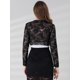 thumbnail image 5 of Cárdigan Allegra K de Manga Larga floral Transparente para Mujer Negro XS, 5 of 6