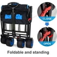 thumbnail image 6 of TMZ All Terrain Wide Wheel Utility Folding Wagon, Collapsible Garden Cart, Heavy Duty Beach Wagon Trolley with Adjustable Push Handle and Brake, 90 L Storage, Load of 120KG(Black/Blue), 6 of 6