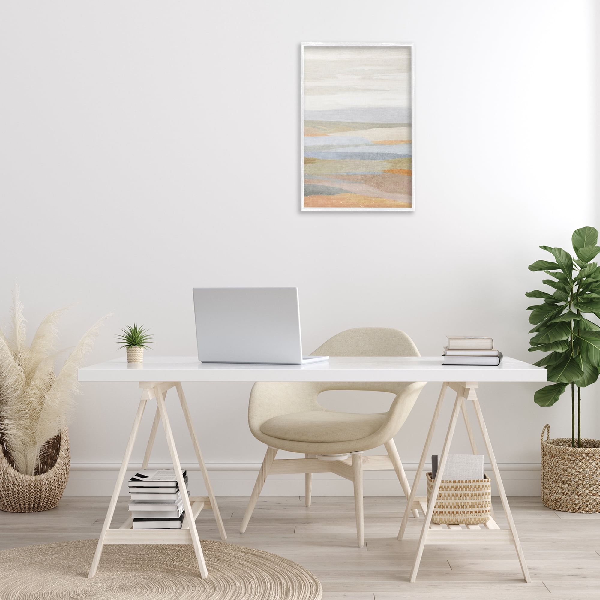 Stupell Industries Neutral Beach Dunes Coastal Painting White Framed Art Print Wall Art, 16 x 24