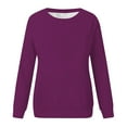 thumbnail image 2 of ZHENHONG T Shirts for Women,Fashion Casual Solid Color Round Neck Tops Long Sleeve Drop Shoulder Classic Shirt,Purple Women Blouses, 2 of 7