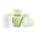 thumbnail image 3 of Restpresso 8 oz Green and White Stripe Paper Single Wall Coffee Cup - with White Lid - 3 1/2"x 3 1/2"x 4" - 20 count box, 3 of 11