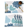 thumbnail image 2 of Blue Marine Coral Table Mat Holiday Kitchen Dining Table Decor Placemat Wedding Party Decor Table Napkin, 2 of 5
