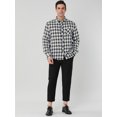 thumbnail image 4 of Camisa a cuadros para hombre Camisa de vestir de cuadros occidentales con botones de manga larga Blanco negro M, 4 of 6