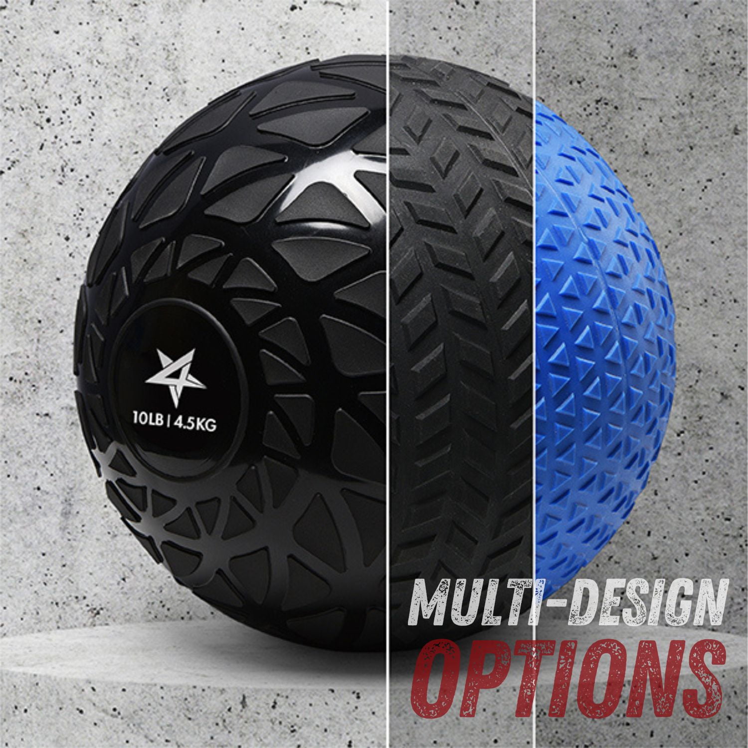 Yes4All 10lbs Slam Ball - Durable PVC Sand-Filled Medicine Ball, Available in 10-40lbs, Perfect for Core Strength & Full-Body Workouts - Tread Black