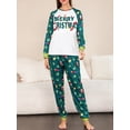 thumbnail image 3 of Christmas Family Pajamas Matching Set Letter Print Long Sleeve Tops and Santa Claus Print Pants Sleepwear, 3 of 10