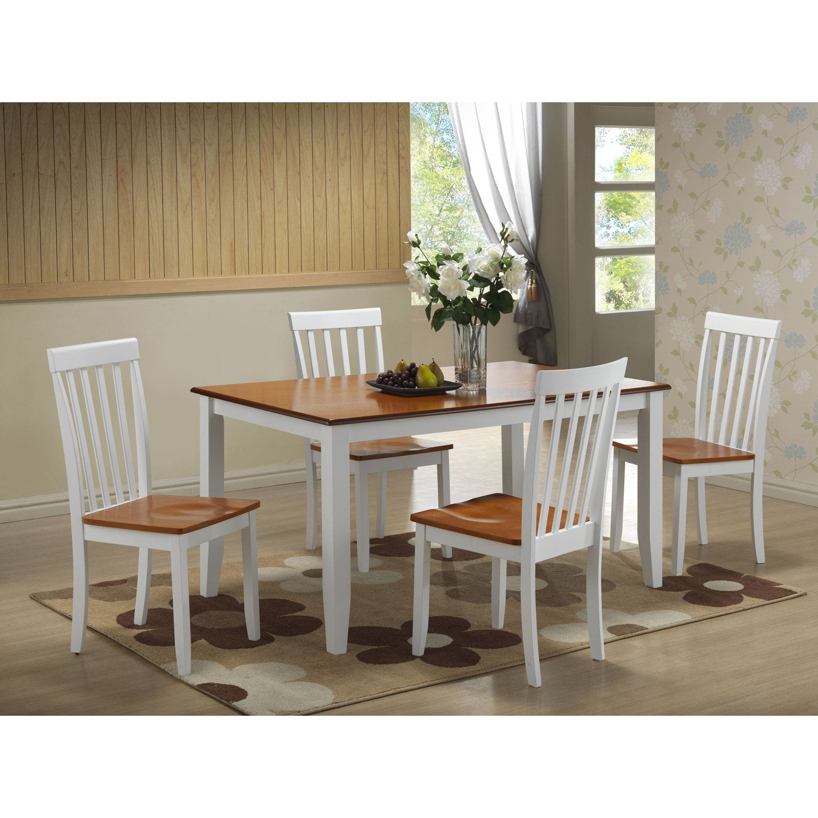 Boraam Bloomington 5 Piece Dining Set White Honey Oak Boraam Bloomington 5 Piece Dining Set White Honey Oak