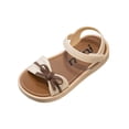 thumbnail image 1 of Xfvqtps Kids Girls Beach Sandals Bow Open Toe PVC Soft Sole Flats Hook and Loop Summer Shoes, 1 of 7