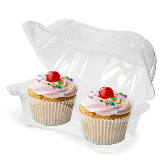 DFI  2-Compartment Cupcake Container with High Dome Hinged Lid, LBN-5202, Clear OPS,  | 500/Case
