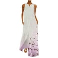 thumbnail image 1 of SMihono Robe Maxi Bohème d'Été pour Femmes Grande Taille Mode d'Été pour Femmes Imprimée à Col en V Sans Manches à Enfiler avec Poches Robe de Plage Évasée Robe Soleil, 1 of 5