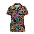 thumbnail image 4 of Garronmavis Women's Zip Golf Shirt Collared Tennis Shirts Short Sleeve Pickleball Shirts Sports Workout Tops Womens Hawaiian Golf Shirt, Hawaiian Floral, Size S, 4 of 7