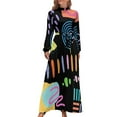 thumbnail image 2 of Vestido largo ondulado colorido y geométrico divertido con variedad de formas Ropa de mujer Vestido de verano para mujer, 2 of 5