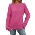 thumbnail image 2 of Tshirts Shirts for Women Women's Fashion Casual Basic Crewneck Long Sleeve Solid Color Tops, 2 of 6