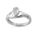 thumbnail image 3 of 925 Sterling Silver Oxidized Platinum Plated Plain Claddagh Stackable Women Valentines Day Gifts Ring, 3 of 4