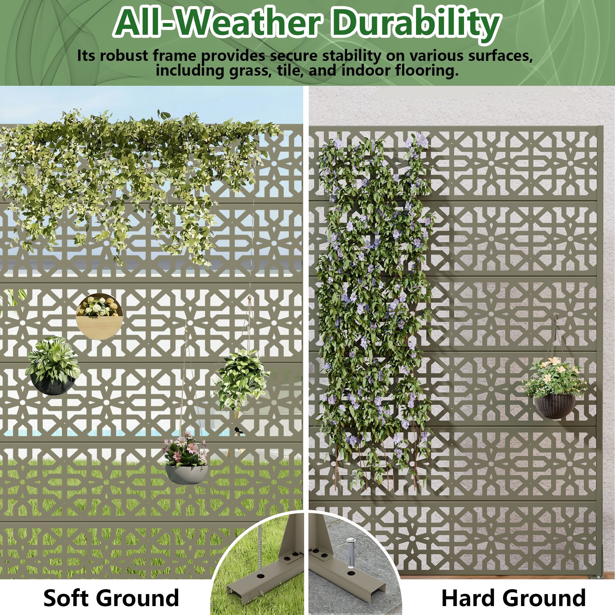 MAYEERTY 6 Panels Outdoor Privacy Screen, Metal Decorative Privacy Fence, Privacy Panel for Patio, Balcony, Backyard, Garden