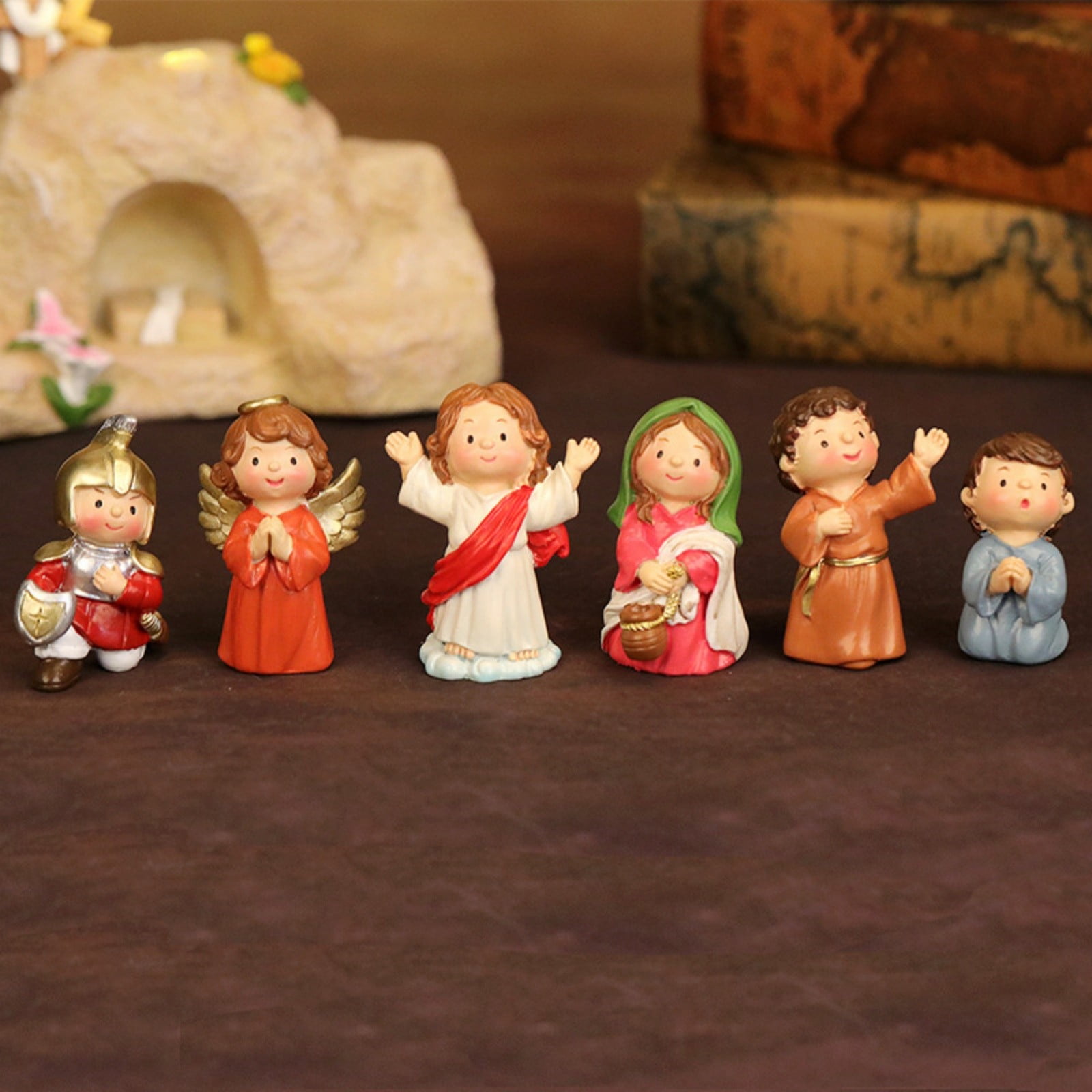 Christmas Nativity&Easter Empty Tomb Resurrection Scene-Little People Miniature Manger Figurines Jesus Statue,Indoor Holiday Decorative Gift for Home,Nativity Scene for Christmas Easter Decorations
