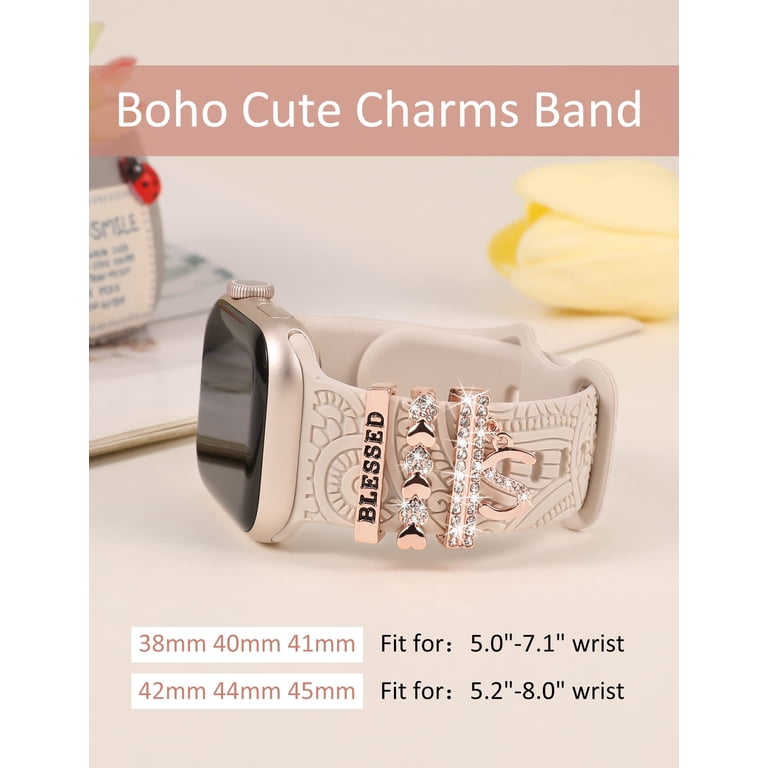 NEW Boho Apple iwatch Band with Charms for Series 10 9 8 7 6 5 4 3 2 1 Amazon.com: Decorative Rings Loops Compatible with Apple  main image 2