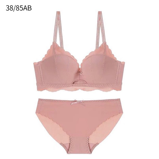 Conjunto de bragas de sujetador sexy para mujer, ropa interior push-up ondulada hueca, bragas de lencería transpirable, conjunto de ropa interior, rosa roja, 38 / 80B Jumpingount AP001165-16B
