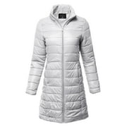 FashionOutfit Women's Casual Solid Comfortable Light Weight Long Quilted Padding Jacket