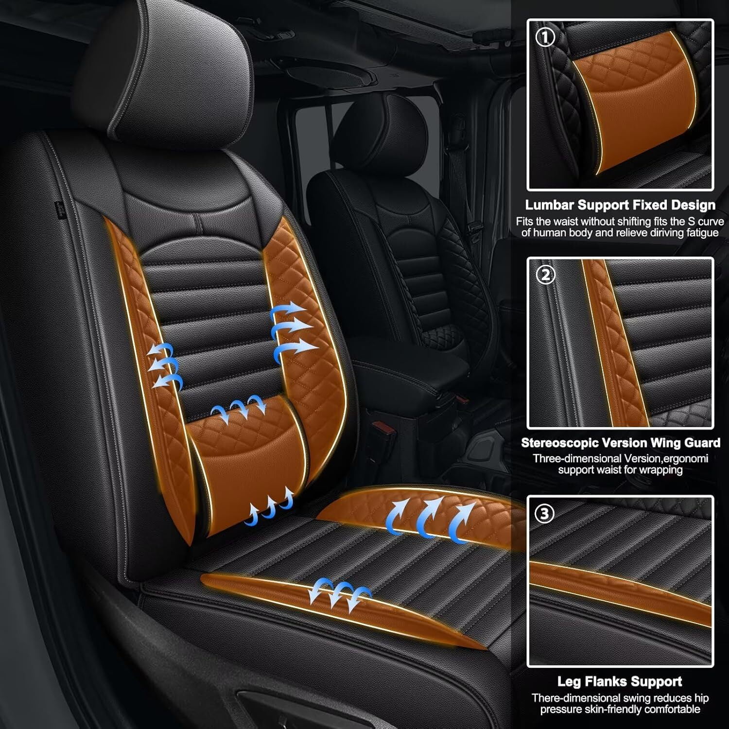 DIKSOAKR Seat Covers Full Set Custom Fit for Jeep Gladiator 2020 2021 2022 2023 2024 2025 2026 Breathable Waterproof PU Leather 5-Seat Protector