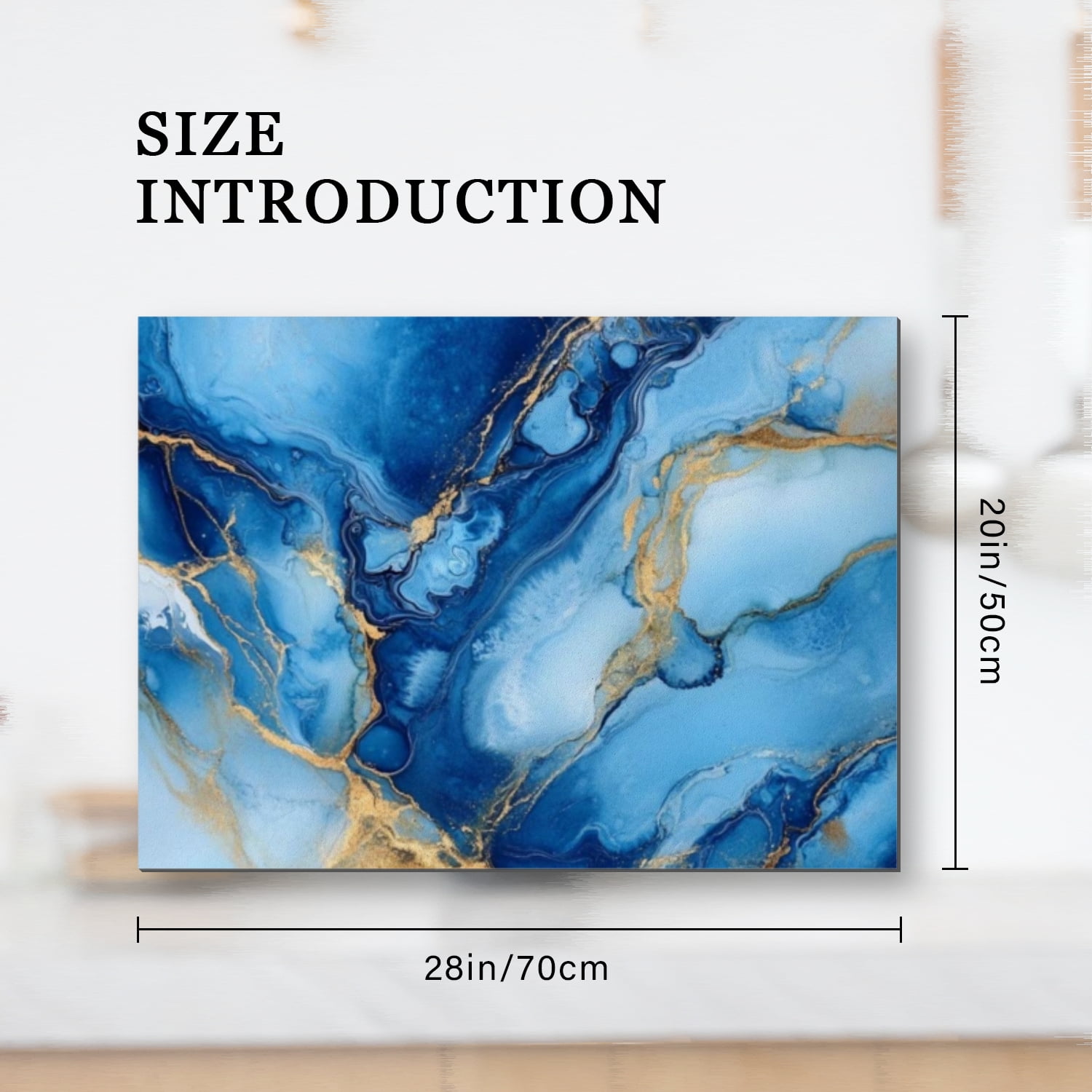 Square Cover for Stove Top Electric Flat Top, Blue Gold Marble Print Glass Stovetop Cover, Decorative Cooktop Mat for Kitchen RV (28×20 Inch)