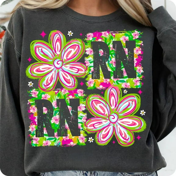 Floral Coquette RN Nurse Sweatshirt, Flower Stethoscope Sweatshirt for RN, Cute School Nurse Sweatshirt, Nursing Sweatshirt Gift, Nurse Appreciation Sweatshirt