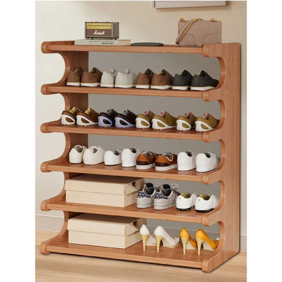 1PCS5 Tier Shoe Rack, Shoe Organizer, Shoe Rack Storage Box, Bamboo Shoe Rack, Wooden Shoe Organizer, Shoe Tower For Organizing And Storing Up To 18 Pairs Of Shoes