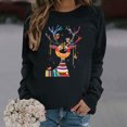 thumbnail image 2 of miqiqism Women's Ugly Christmas Shirts Merry Christmas Reindeer Print Thin Sweatshirts Juniors Crewneck Long Sleeve Holiday Pullovers Tops Blouses,B#03_Black,XX-Large, 2 of 4