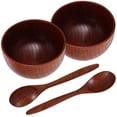 thumbnail image 4 of UNOMOR 2 Bowls Wood Soup Bowl Set Rounded Wood Noodle Bowls for Camping Use, 4 of 8
