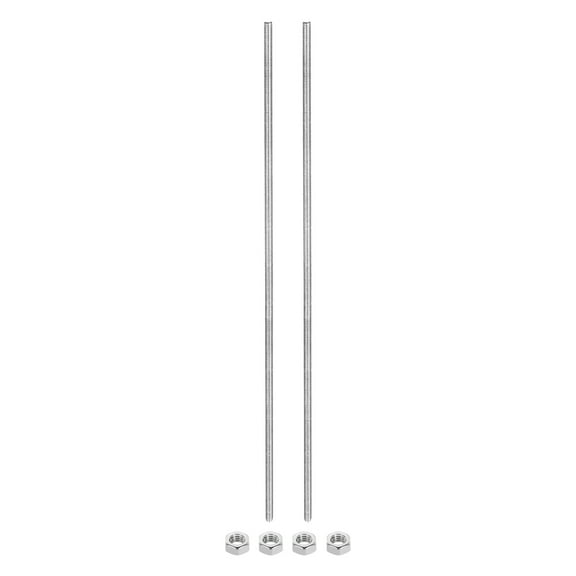 2Pack M4 x 250mm Fully Threaded Rod with 4 Pack Hex Nuts, 1.25mm Thread Pitch 304 Stainless Steel