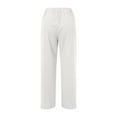 thumbnail image 4 of TOWED22 Women's Wide Leg Palazzo Pants Linen Drawstring Cropped Pants Trousers Culottes(White,L), 4 of 5