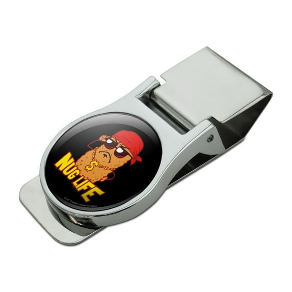 Nug Life Chicken Nugget Funny Humor Satin Chrome Plated Metal Money Clip