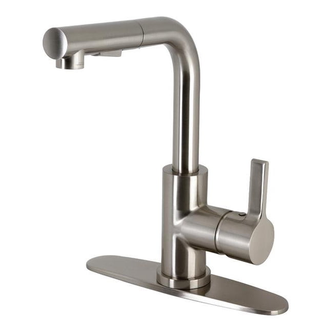 Kingston Brass LS2718CTL Robinet de Cuisine à Poignée Unique avec Pulvérisateur Rétractable, Nickel Brossé