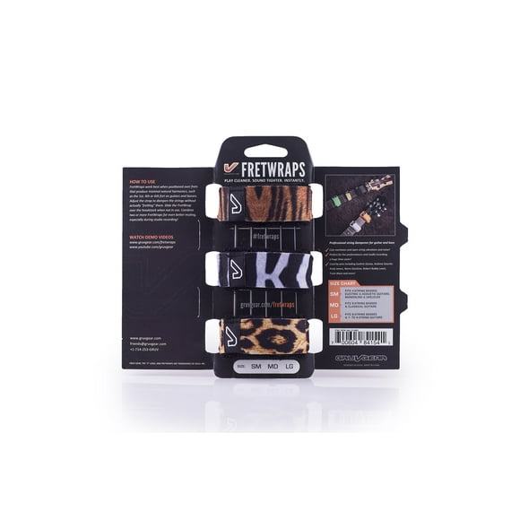 Gruv Gear FretWraps Coupe-Bordures Lot de 3 (Imprimé Safari, Moyen) (FW-3PK-WLD-MD)
