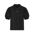 thumbnail image 3 of YNGKMEA Uniform Polo Shirts for Girls Short Sleeve Peter Pan Collar School Uniform Shirts Kids Cute Puff Sleeve Polo Shirt, 3 of 6