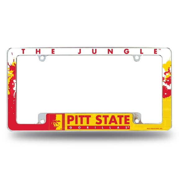 Pittsburgh State University Gorillas Premium Metal License Plate Frame Tag Cover, All Over Design, 12x6 inch, Pre-Drilled Holes, Officially Licensed
