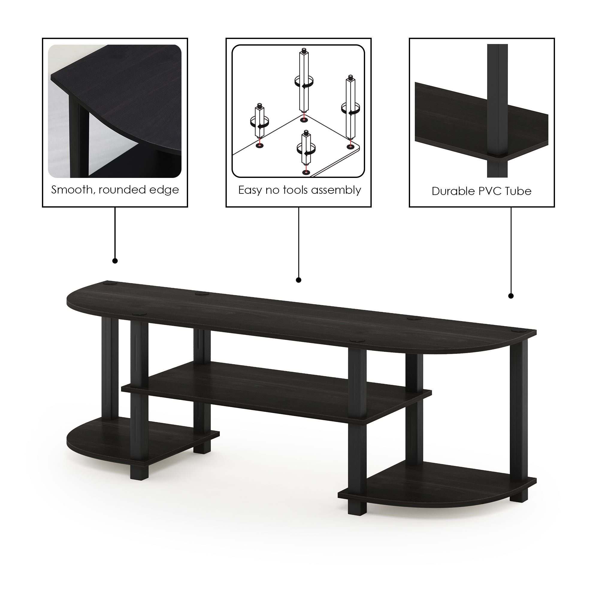 Furinno Turn-S-Tube TV Entertainment Center for 55 in TVs, Espresso photo 6