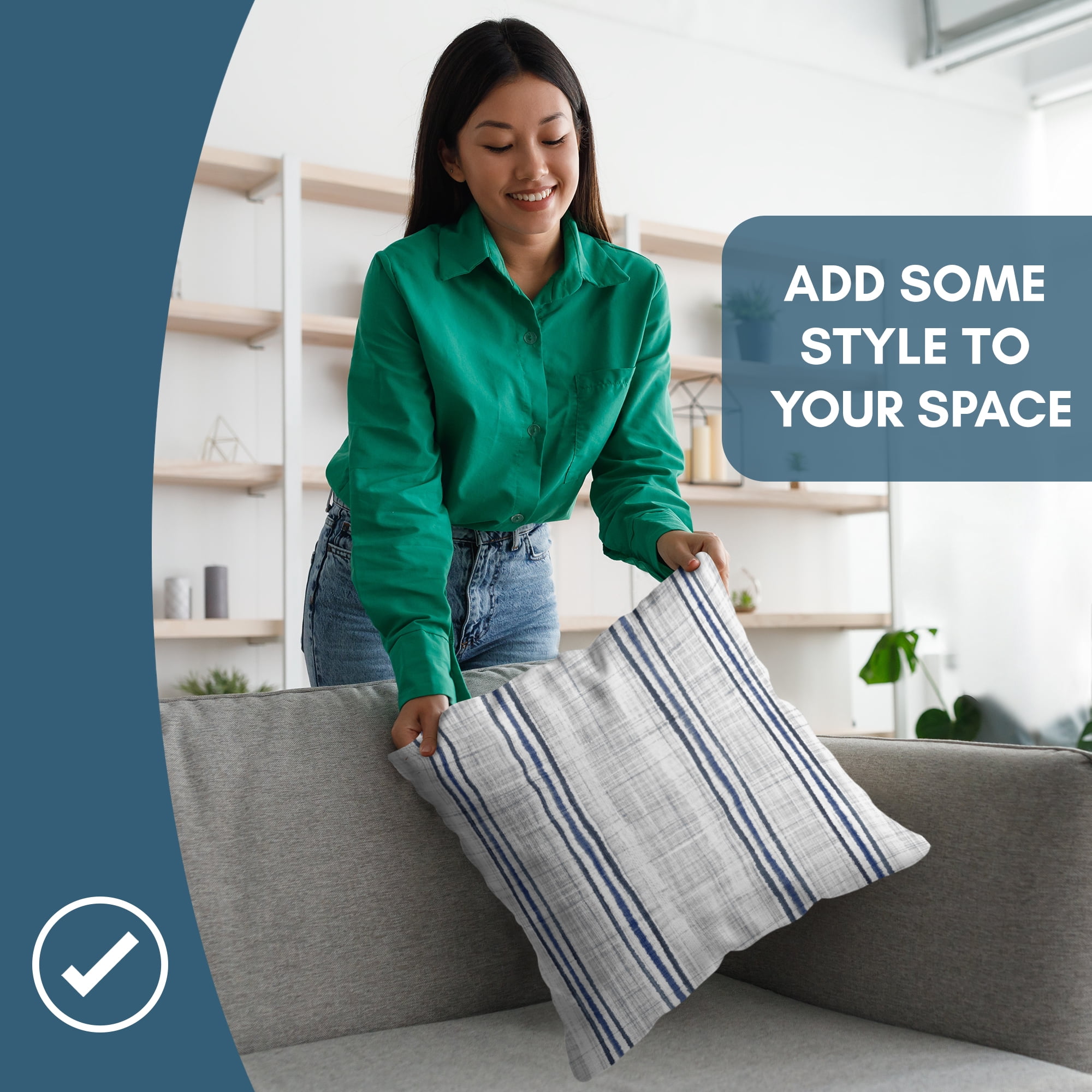 Americanflat 20"x20" Striped Pattern Throw Pillow with Premium Polyester - Navy