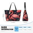 thumbnail image 6 of Ratiio Colorful Floral Flamingo Print Large Capacity Beach Travel Bag, Polyester Waterproof Tote Bag with Zipper for Vacation and Daily Use, 6 of 6