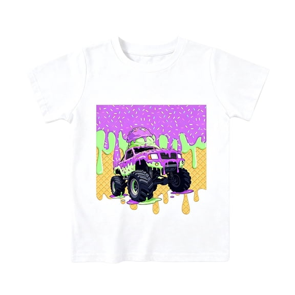 Bainana Short Sleeve T Shirts For Boys Cartoon Car Print Fashion Tops Big Kids Summer Tees